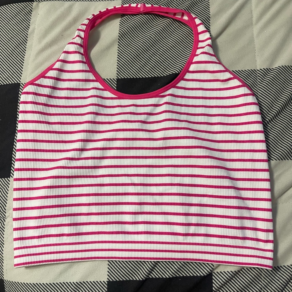 cutie striped halter tank top